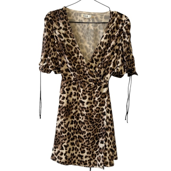 Leopard Print Wrap Mini Dress - Picture 2 of 4